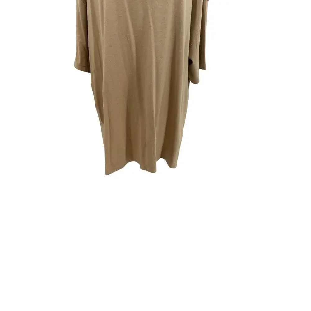 Free People Phoenix Tee Oversized Raw Edge Tunic T-Shirt Tan Size XL
